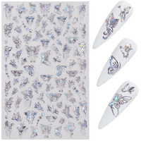 Autocollant 3D Papillon pour Ongles, Design Laser Or et Argent, Prix de Gros Usine, Accessoire Tendance pour Nail Art, Sticker Stéréo pour Ongles