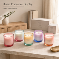 Pot à bougie en verre arc-en-ciel irisé personnalisé, récipient en verre coloré réutilisable pour la fabrication de bougies et l'emballage de parfums d'intérieur