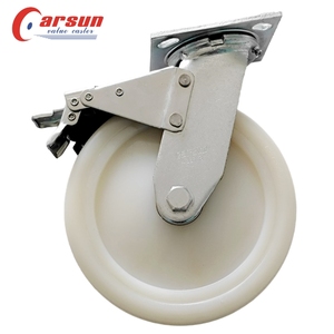 Hochleistungs-8-Zoll-Nylon-Radrollen Stahlplatte Industrielle Lenk rollen Kugel Starre Platten rollen Schloss OEM Anpassbar - Product Image 6