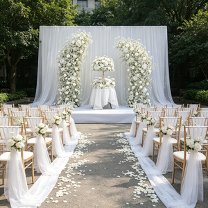 DKB <b>Artificial</b> Silk Flower Horn Arch <b>White</b> <b>Rose</b> Wedding Backdrop Flower Arch for Party Entrance Photograph Decoration - Product Image 1