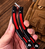 Couteau de formation CSGO Balisong Butterfly Trainer, motif 3D, pour exercice en extérieur, bord émoussé, non-affûté, couteau de poche rotatif