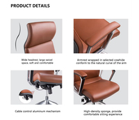 Chaises en cuir véritable Chaise de bureau tournante Chaise de direction marron