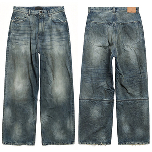 YUCE 2026 Jeans Baggy para Hombre, Estilo Vintage, Lavado a la Piedra, con Paneles en las Rodillas, Efecto 3D y Desgastado, Jeans Resistentes - Product Image 3