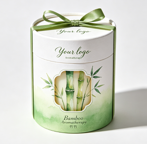 Customizable Aromatherapy Candle Paper Tube Packaging with Window and Ribbon Handle Eco-Friendly Custom Logo Design - Product Image 3