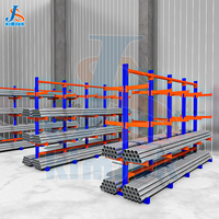 Étagère Cantilever Mobile Robuste à 4 Niveaux en Métal pour Stockage en Entrepôt avec Roulettes