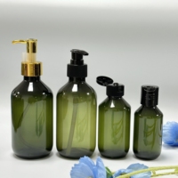 Bouteille à pompe en plastique PET vert foncé, récipient cosmétique vide rechargeable, distributeur de voyage pour lotion, shampoing, huile essentielle