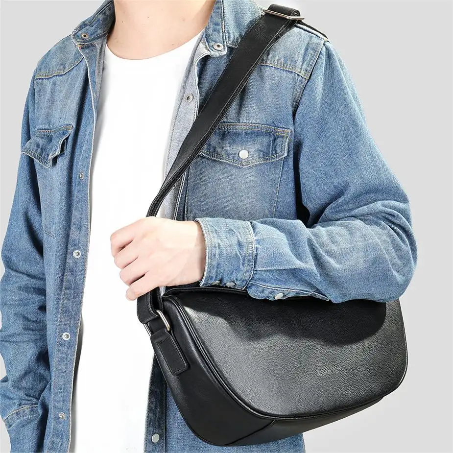 MARRANT Men Genuine Leather Shoulder Bag Large Capacity Crossbody Satchel Bag Leather Messenger Bag Men