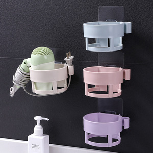 Creative seamless, no-drill hair dryer holder, bathroom and toilet household hair dryer storage <b>rack</b>, wall-mounted <b>shelf</b> - Product Image 1