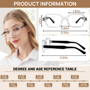 Lunettes <span class=keywords><strong>de</strong></span> lecture carrées rétro pour femmes, charnières flexibles à ressort, plaquettes nasales confortables, lunettes <span class=keywords><strong>de</strong></span> <span class=keywords><strong>presbytie</strong></span> avec plusieurs dioptries - Product Image 3