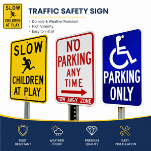 Panneaux de signalisation routière et de stationnement réfléchissants en aluminium personnalisés – Interdiction de stationnement, Avertissement Enfants, Stationnement Accessible – Fabricant - Product Image 1
