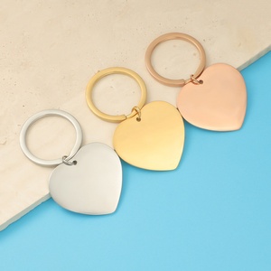 Wholesale Handmade DIY <b>Heart</b> Pendant Custom logo High Polished Stainless Steel <b>Heart</b> Pendant Keychain - Product Image 1