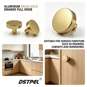 High Quality Adjustable Modern Aluminum <strong>Gold</strong> Round Furniture Cabinet <strong>Knob</strong> Handles for Bedroom Kitchen Drawer and Dresser Pull - Product Image 4