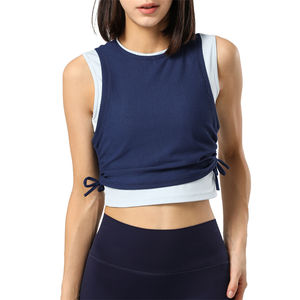Aoyema-Débardeur de sport en maille respirante de couleur contrastée, débardeur de course à séchage rapide pour femmes - Product Image 1