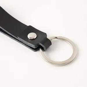 Hot Sale Fashion Small Gift Custom Delicate <strong>Ring</strong> Holder Simple Keyring Pu Leather Black <strong>Key</strong> <strong>Chain</strong> - Product Image 5