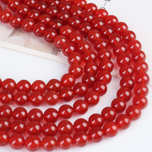 Hạt đá mã não đỏ tự nhiên bán buôn, hình tròn, rời, dùng làm đồ trang sức, vòng cổ, vòng tay - Product Image 1