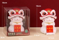 8.7*7.9*10CM solaire chat hochant la tête Lion danse support pour téléphone Maneki Neko plastique danse Lion pour café boutique voiture décor à la maison