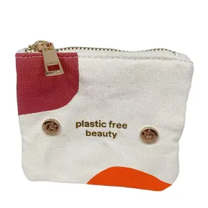 Mini makyaj fermuarlı kese özel baskılı Logo seyahat tuvalet makyaj tuval sabun çantası