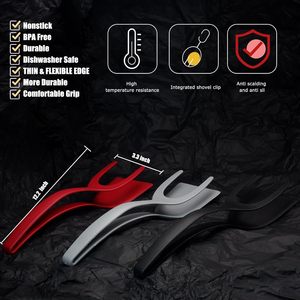Tourneur de cuisine multifonctionnel avec couvercle alimentaire, blanc, taille personnalisée, poignée en nylon, écologique, pour usage domestique, pour retourner les aliments et les œufs - Product Image 4