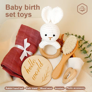 Vente directe d'usine poils de chèvre naturels bébé brosse à cheveux petit bois nouveau-né brosse en bois bébé brosse et peigne ensemble - Product Image 2