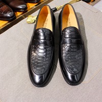 125-204 Chaussures habillées et Richelieu pour hommes en cuir véritable faites à la main, mocassins à enfiler à motif peint à la main, chaussures de ville formelles pour hommes