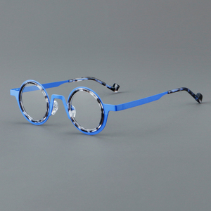 Montura de gafas de titanio para mujer, montura Vintage de titanio, bonita y redonda para lectura de <span class=keywords><strong>miopía</strong></span>, gafas ópticas graduadas progresivas - Product Image 3