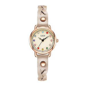 ساعة نسائية فاخرة خفيفة بحجر ولادة قوس قزح ، ساعة نسائية رائعة وصغيرة الحجم بتصميم أنيق من النسيج - Product Image 6