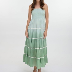 Vestidos Largos de Verano para Mujer al por Mayor, Vestido Maxi de Cintura Alta con Degradado, Espalda Descubierta y Tirantes Finos para la Playa - Product Image 1