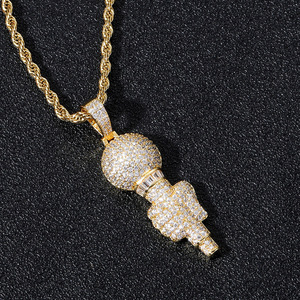 Iced Out <span class=keywords><strong>Fackeltr</strong></span>ä<span class=keywords><strong>ger</strong></span>-Trophäen-Anhänger Halskette aus Messing mit Zirkonia CZ Hip-Hop Herren Trendiger Modeschmuck - Product Image 5