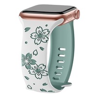 Kompatibel untuk Tali Jam Tangan Silikon Berukir Laser 3D dengan Gesper Kupu-kupu Pola Bunga Sakura Dua Warna Gesper Bentuk Angka 8.