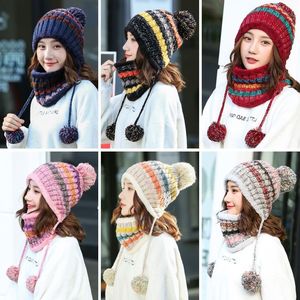 Chapeau d'hiver doux et mignon en laine tricoté pour femmes, ensemble de protection des oreilles et du cou. - Product Image 2