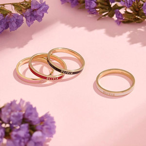 Anelli Personalizzati all'Ingrosso in Acciaio Inossidabile 316L Placcato Oro 14k 18k, Anelli Sottili Impilabili <span class=keywords><strong>con</strong></span> Iniziali per Donne - Product Image 3