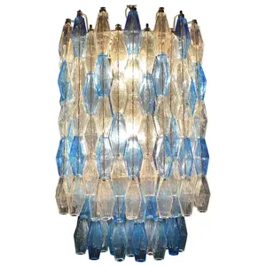 Mid Century Modern Poliedri Monumental Murano Glass Sapphire Colored Chandelier For Living Room Dinning Table Top Decor