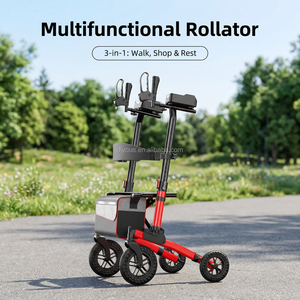 Multi-Functional Foldable Walking Elderly Portable Aluminum Walker <b>Rollator</b> With Seat and Footrest for Disabled Elbow <b>rollator</b> - Product Image 3