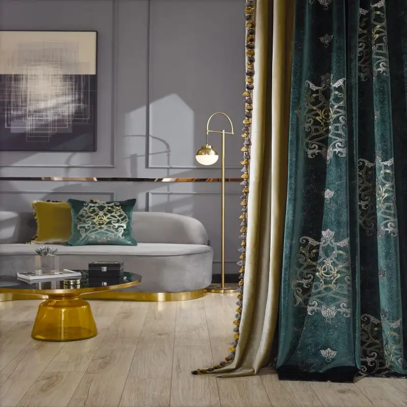 JBLSUM decorazioni per la casa tende/disegni tessuto per tende ricamato in velluto dorato di moda di lusso