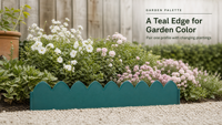 Panneau de clôture de jardin en plastique PP ondulé, durable, anti-UV, imperméable, à bords festonnés, avec piquets de fixation au sol, pour aménagement paysager modulaire