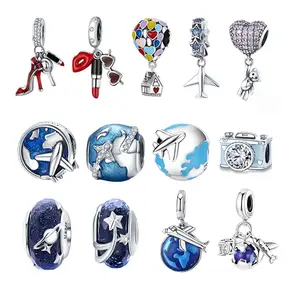 Customized Engraved Silver DIY Beads 925 Gemstone Designer Sterling Silver Cute Balloon Charms For Jewelry Making