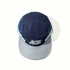 ACE Graffiti Printed Canvas 5 Panel Camp Cap Navy Grey Quick Dry Mesh Panel Sports Travel Outdoor Unisex - Product Image 2