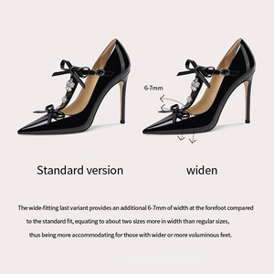 Petits talons aiguilles sexy à la mode avec nœud en strass et bout pointu pour femmes – Chaussures de luxe pour fêtes, mariages et bals de promo - Product Image 4