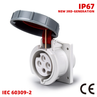 Prise murale industrielle IP67 3P E 16A, étanche et résistante à la corrosion, pour utilisation en extérieur