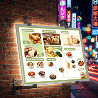 Boîte à lumière LED ultra-mince en verre à encastrer, verticale, pour comptoir de bar, affichage lumineux pour affiches, publicité commerciale en magasin