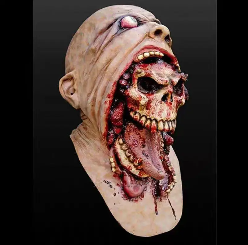 Halloween Scary Face Cover Demon Zombie Máscara de látex repugnante para accesorios de fiesta de Halloween Horror Cosplay