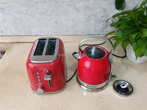 Machine à petit-déjeuner électrique de style rétro <span class=keywords><strong>vintage</strong></span> pour usage domestique, <span class=keywords><strong>grille</strong></span>-<span class=keywords><strong>pain</strong></span> 2 tranches en acier inoxydable, bouilloire électrique 1,3 L, ensemble petit-déjeuner - Product Image 4