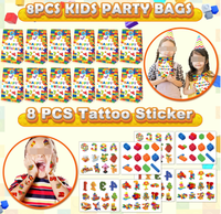 Bausteine Spielzeug Silikon-Armbänder Brillen Schlüsselanhänger Tattoo-Aufkleber Geschenkset für Partys mit Papiertüten