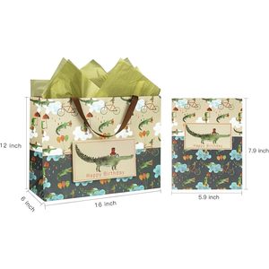 Crocodile Birthday Gift Bag 16 Inch <b>Extra</b> <b>Large</b> With Card And Tissue Paper - Product Image 6