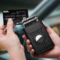 Portefeuille AirTag Portefeuille Minimaliste pour Hommes avec Porte-AirTag Étui Fin et Intelligent pour Cartes Pop-up Fenêtre d'Identité Blocage RFID