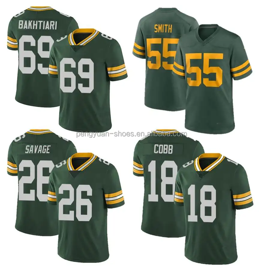 Beste Kwaliteit #4 Brett Favre #10 Liefde #69 David Bakhtiari #55 Za'darius Smith 18 Randall Cobb 12 Rodgers American Football Jersey