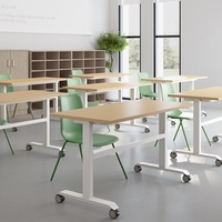 Table de formation professionnelle moderne OMNI à plateau rabattable avec panneau de modestie et roulettes – Mobilier de bureau pliable et réglable