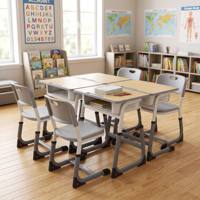 Ensemble bureau et chaise individuels modernes réglables en hauteur pour étudiant, mobilier ergonomique pour salle de classe avec fente intégrée pour stylo
