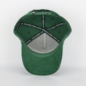 Casquette de baseball verte personnalisée pour adultes, 5 panneaux, fermeture snapback, logo brodé, design structuré style Dad Hat, en velours côtelé avec cordon – pour usage extérieur - Product Image 6