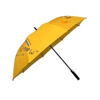 Parapluie de golf coupe-vent imprimé numérique à poignée jaune EVA de 27 pouces et 8 nervures pour adultes, conception droite de pongé d'impression de logo personnalisé